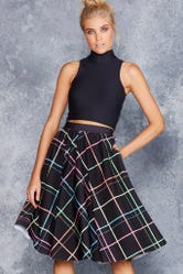 Tartan Neon Pocket Midi Skirt