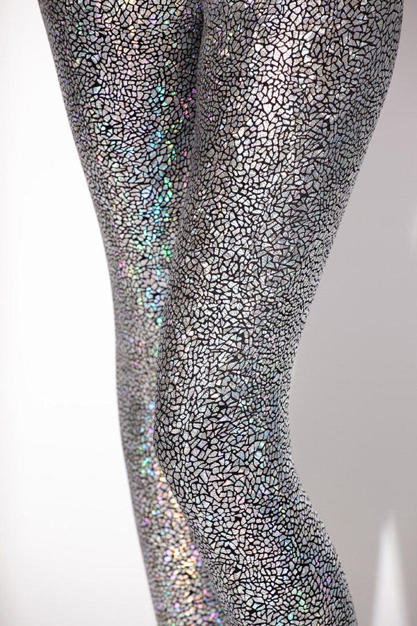 Shattered Glass Silver Leggings