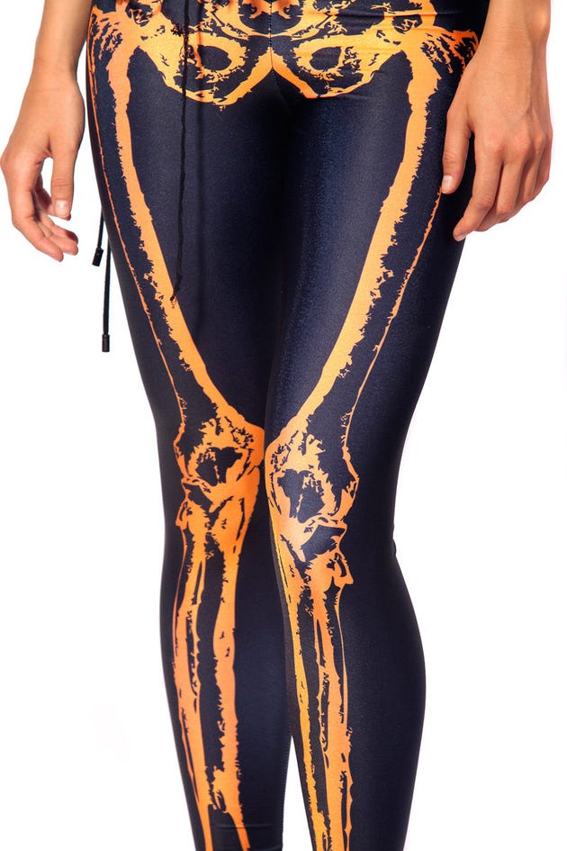 Leg Bones Neon Orange Leggings