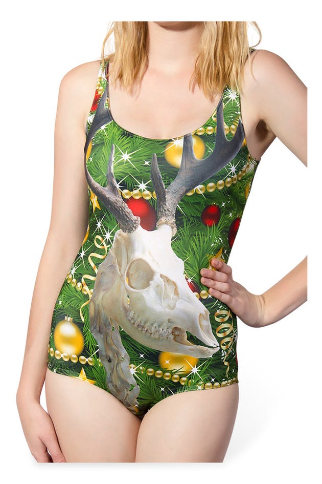 Zombie Rudolph Photo Bombing your Christmas Tree Swimsuit