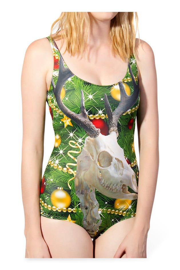 Zombie Rudolph Photo Bombing your Christmas Tree Swimsuit