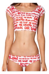 Nylon vs. Death 2 Piece White and Red Swimsuit Bottom