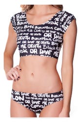 Nylon vs. Death 2 Piece Black and White Swimsuit Top