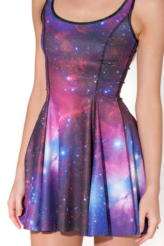 Peacock vs Purple Galaxy Inside Out Dress