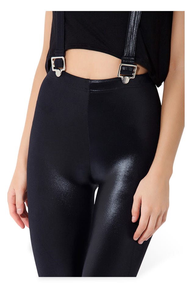 Wet Look High Waisted Overall Leggings