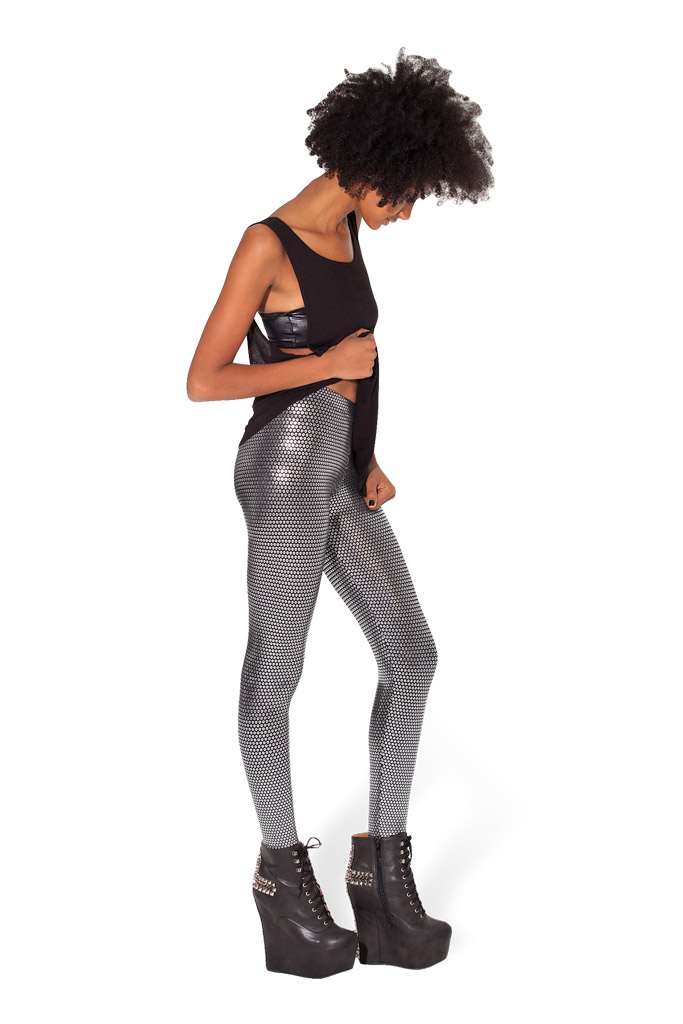 Black leggings discount with silver sequins