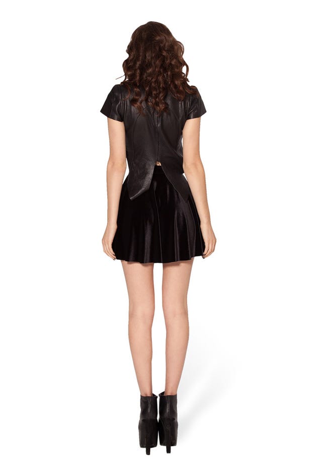 Velvet Black Skater Skirt