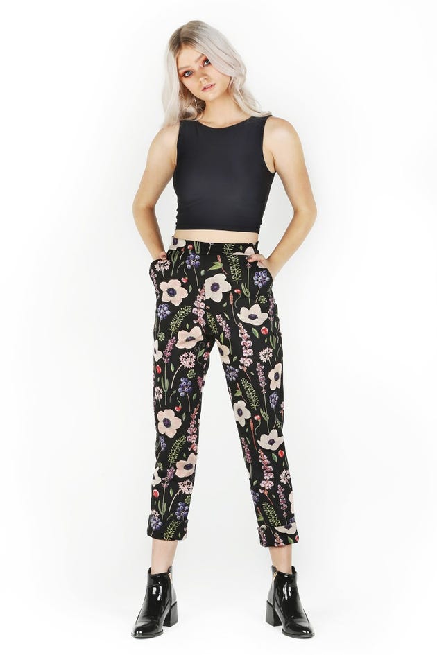 Retro Print Floral Pants