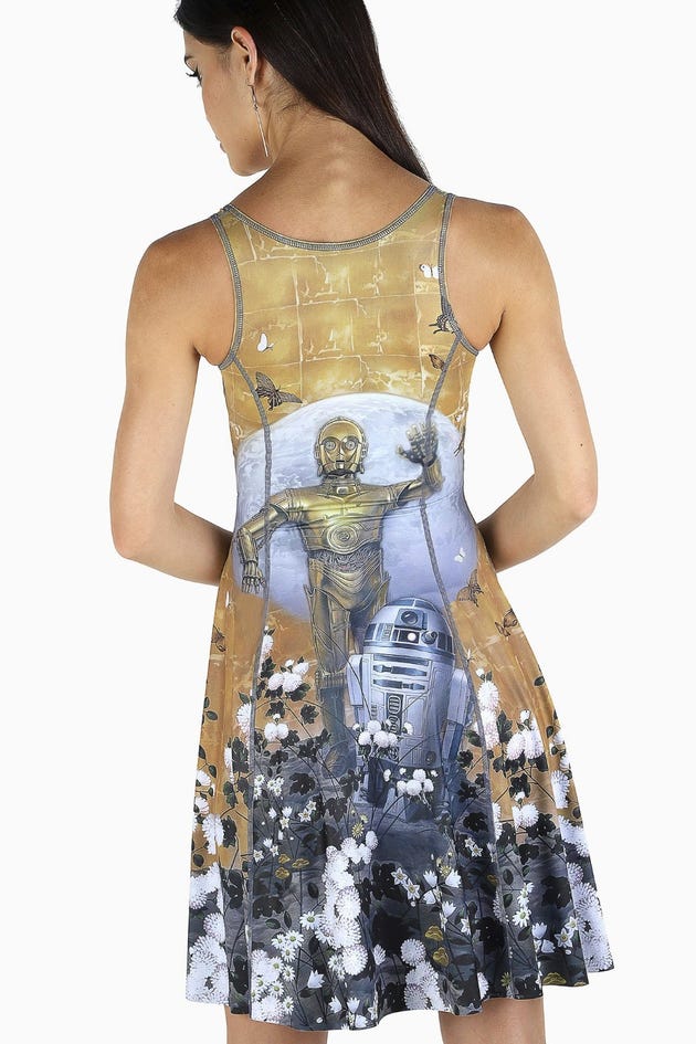 Ornamental Droids Vs Ornamental Yoda Longline Inside Out Dress