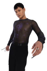 Infinity Snake Sheer High Neck Long Sleeve Ruched top