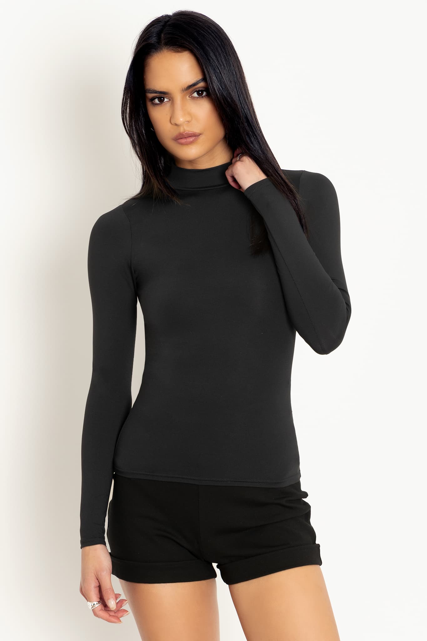 Matte Black High Neck Long Sleeve Top 2.0