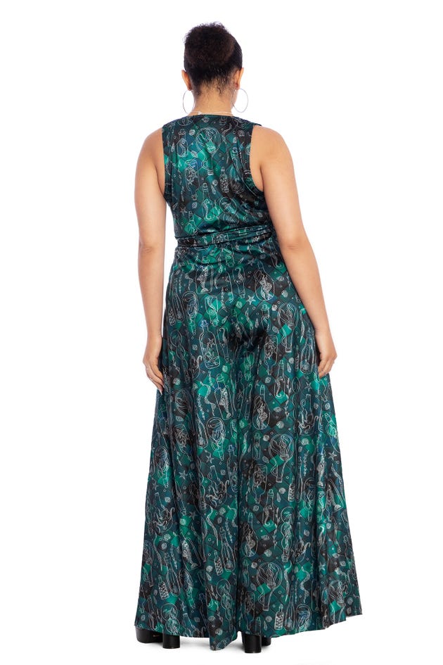 Mermaid's Grotto Plunge Wide Leg Jumpsuit