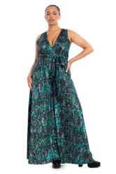 Mermaid's Grotto Plunge Wide Leg Jumpsuit