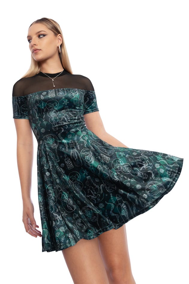 Mermaid's Grotto Sheer Splice Evil Tee Dress