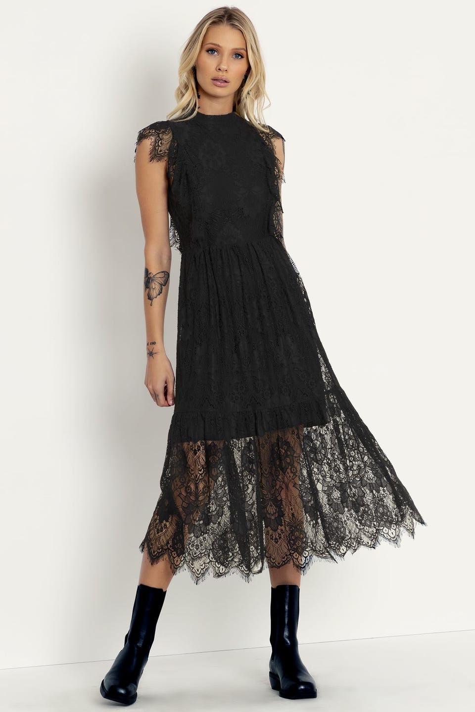 Cultist Lace Frill Sleeve Midaxi Dress - Limited