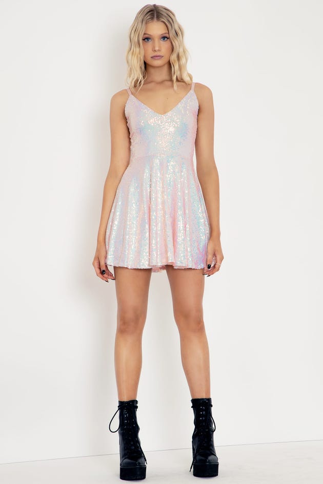 Sparkle Sparkle Blush Sequin Mini Strappy Dress