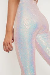 Sparkle Sparkle Blush Sequin HW Flare Pants