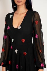 I Heart Sequins Black Sheer Romance Dress