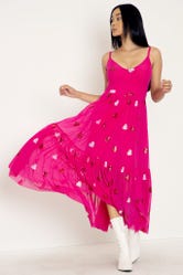 I Heart Sequins Pink Sheer Midaxi Dress