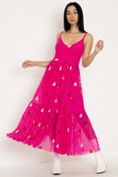 I Heart Sequins Pink Sheer Midaxi Dress