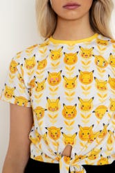 Pikachu Faces Tie Front Tee