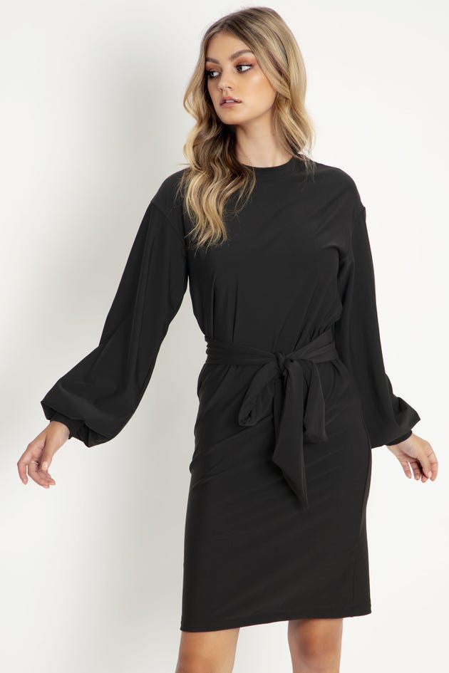 Cosy Black Bishop Sweater Dress - Limited