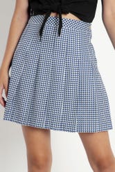 Houndstooth Navy High School Skirt