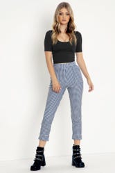 Houndstooth Navy Cuffed Pants - Limited