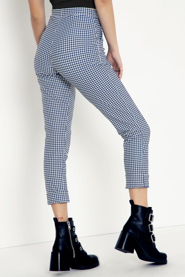 Houndstooth Navy Cuffed Pants - Limited
