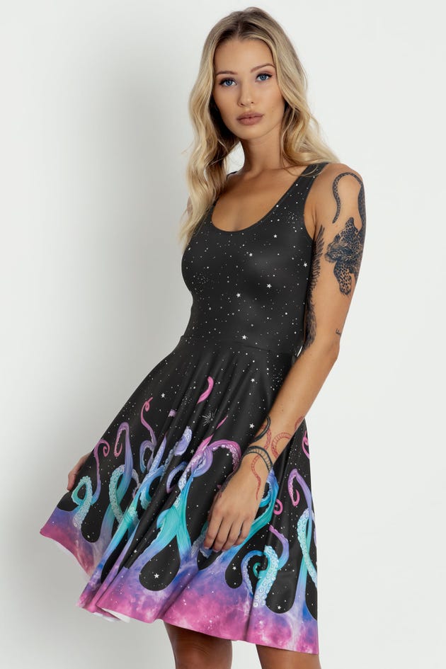 Space Tentacles Scoop Longline Dress