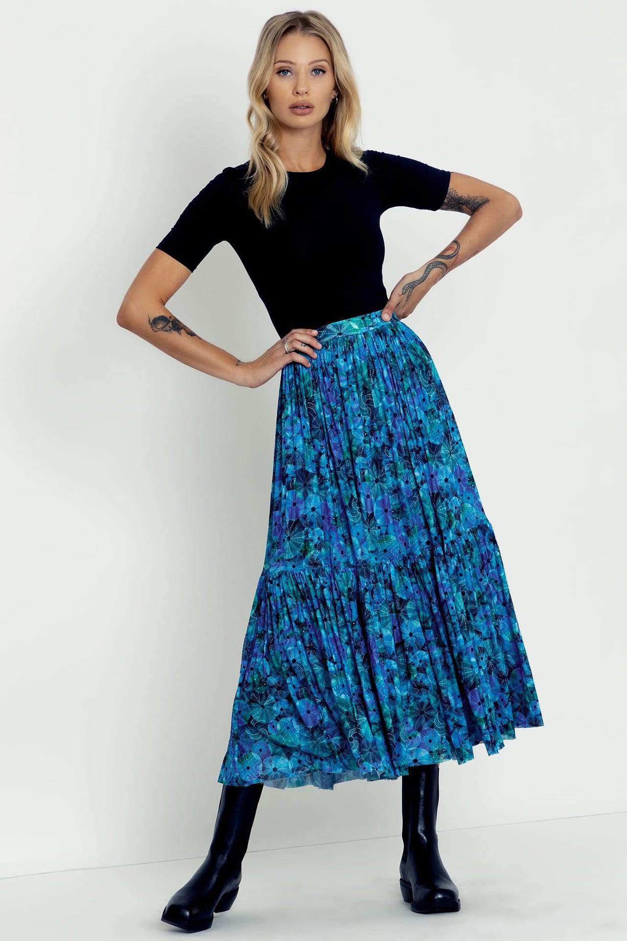 Sea Urchin Two Tier Midaxi Skirt - Limited