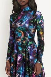 Galaxy Psychedelic Long Sleeve Evil Longline Dress