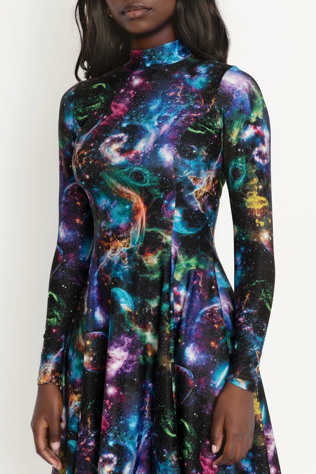 Galaxy Psychedelic Long Sleeve Evil Longline Dress