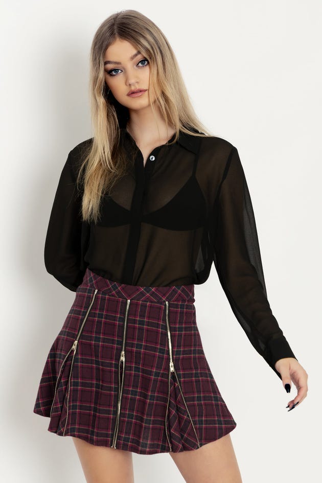 Plaid Mulberry Mini Zip Skirt - Limited