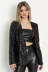 Sparkle Sparkle Black Sequin Blazer