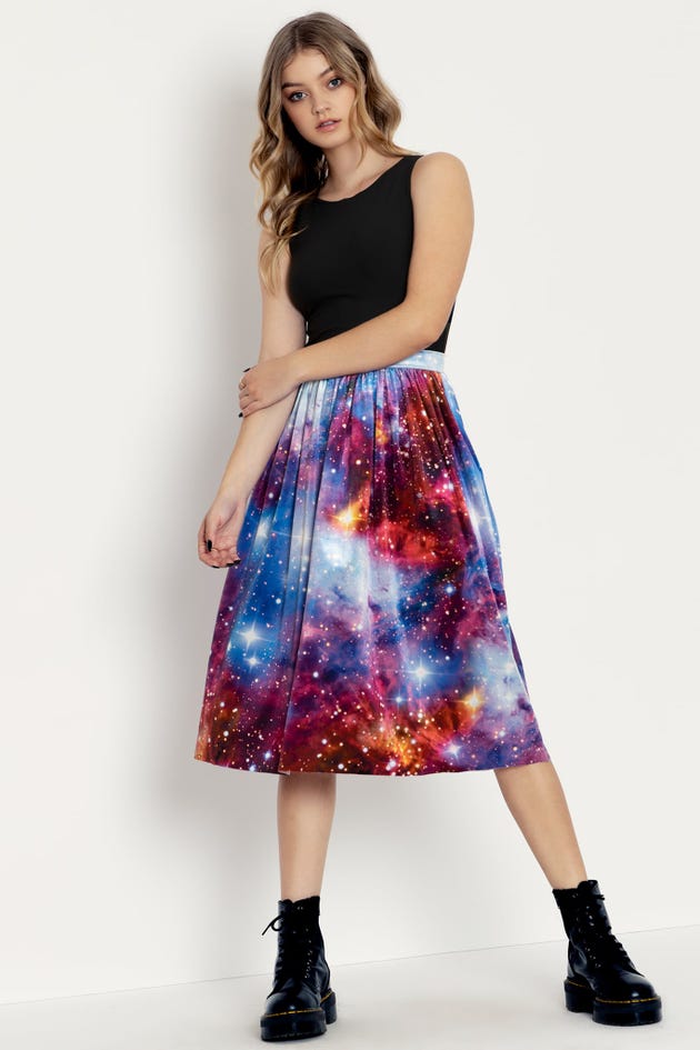 Galaxy Amethyst Velvet Pocket Midi Skirt (SAMPLE)