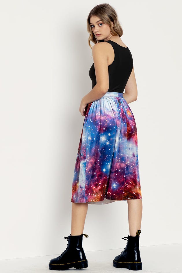 Galaxy Amethyst Velvet Pocket Midi Skirt (SAMPLE)