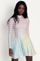 Hex Colour Pastel Long Sleeve Evil Mini Skater Dress