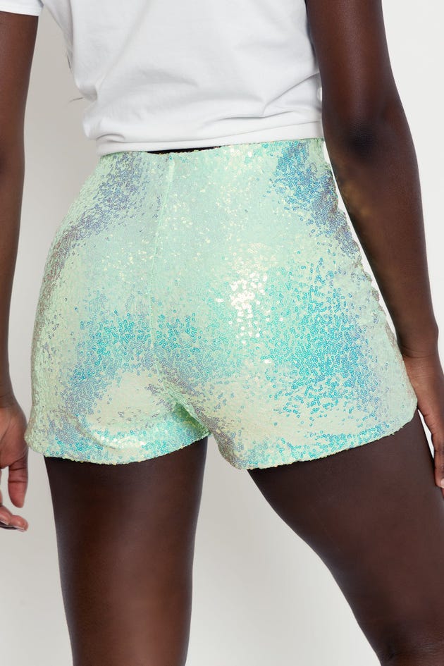 Sparkle Sparkle Mint Sequin Play Shorts - Limited