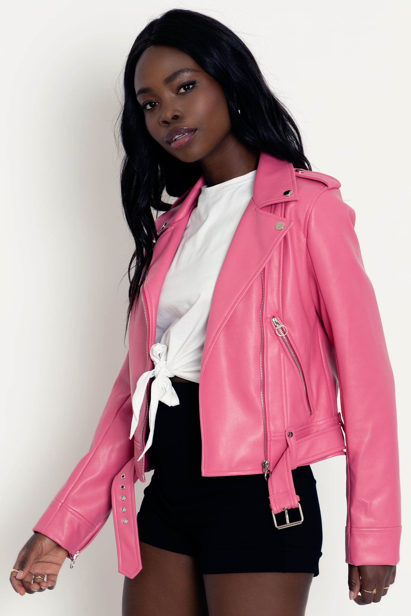 Bright pink shop moto jacket