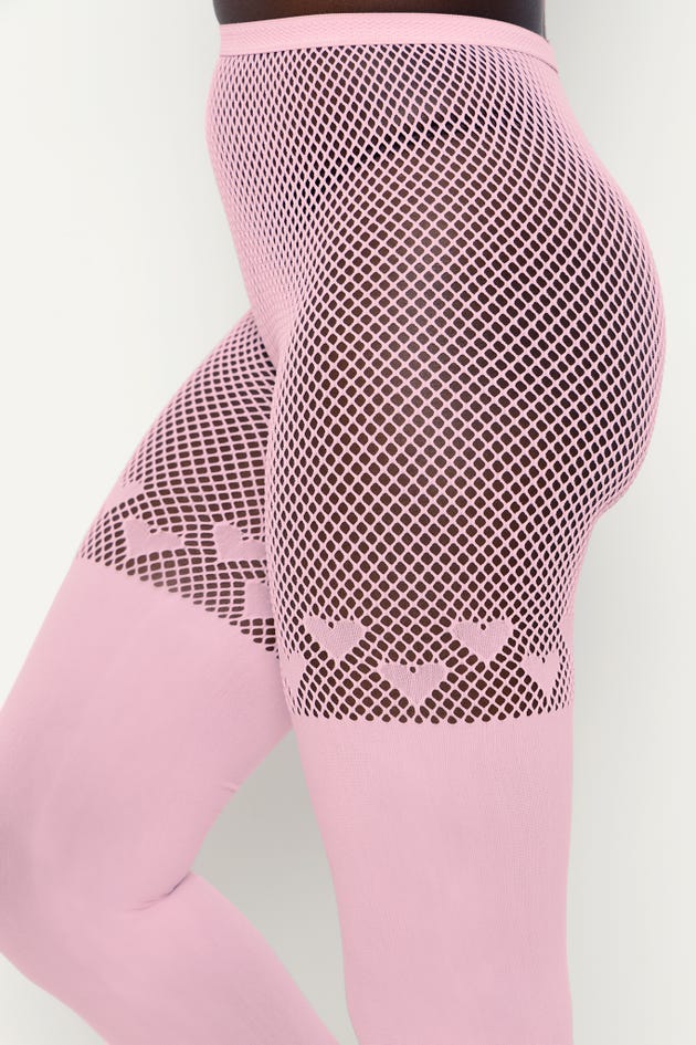 Hearts Suspender Pastel Pink Hosiery - Limited