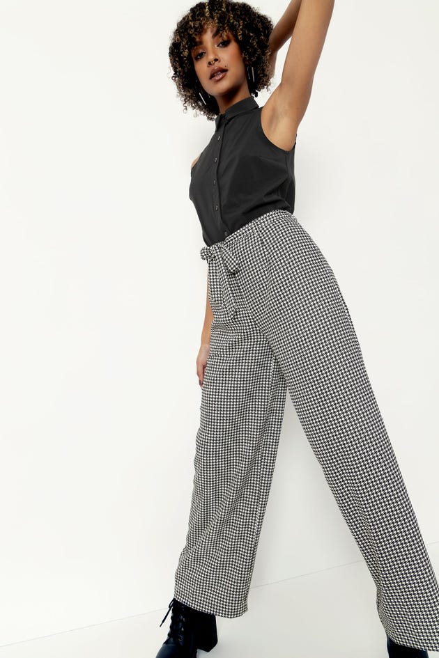 Woman's World Houndstooth Wide-Leg Pants