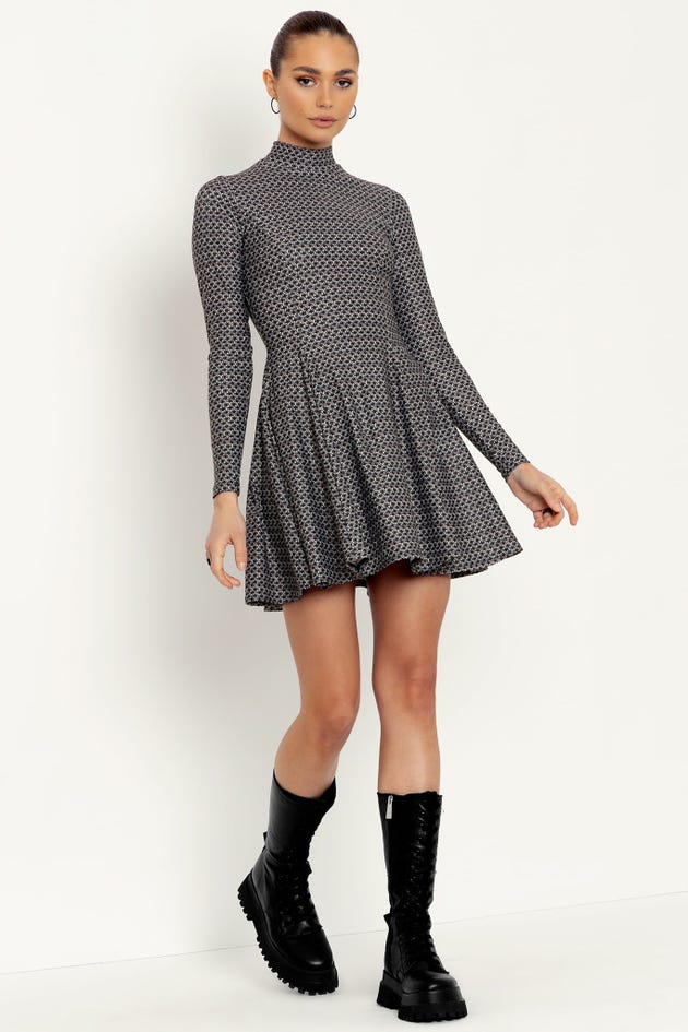 Chainmail Long Sleeve Evil Mini Skater Dress - Limited