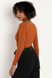 Matte Terracotta Squared Up Long Sleeve Top