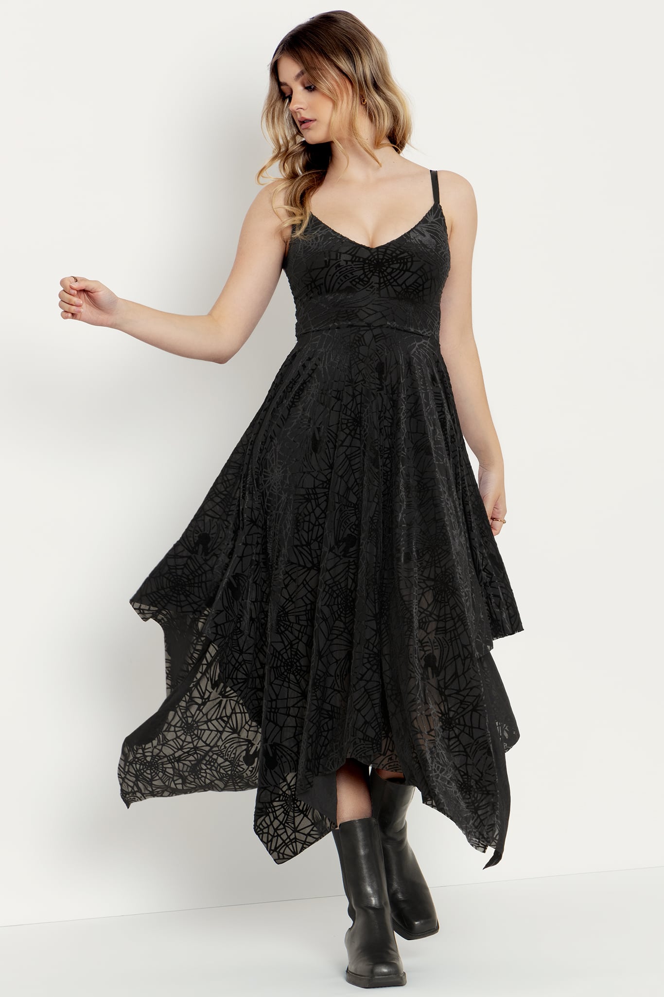 Black shop handkerchief dress