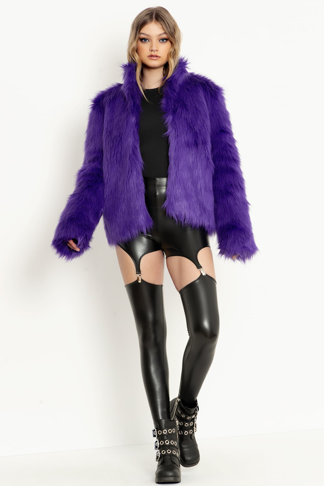 Faux fur sales jacket purple