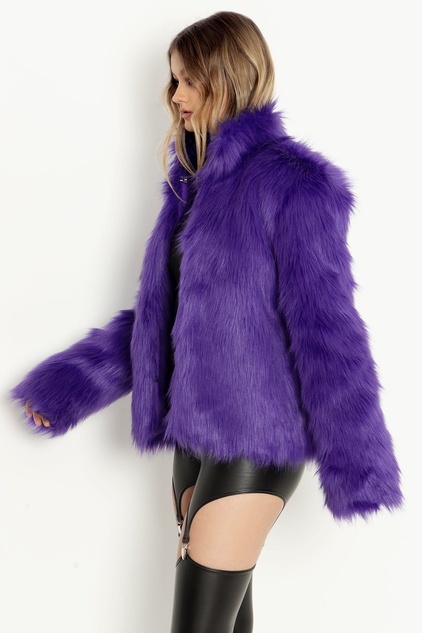 Purple fake hot sale fur jacket