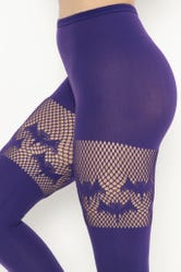 Bats Purple Suspender Hosiery