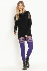 Bats Purple Suspender Hosiery