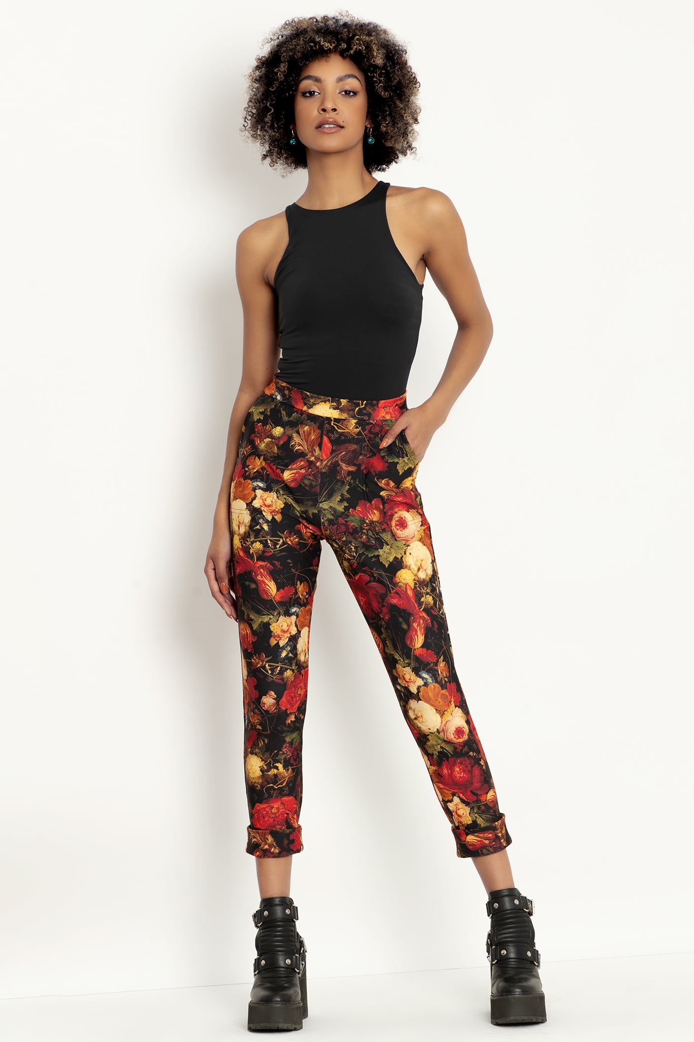 & Other Stories wide leg pants in black ditsy floral print | ASOS